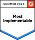 G2 Award Badge: Most Implementable